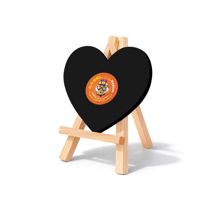 Easel with Heart Black Canvas