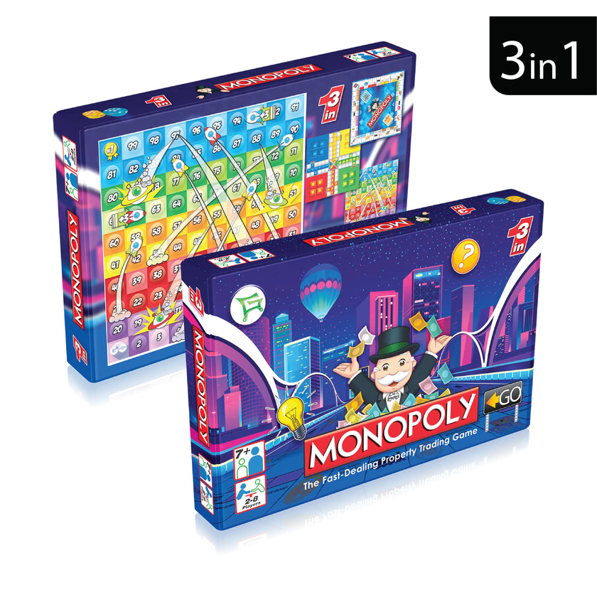Monopoly 3 in 1 Wooden Board Game