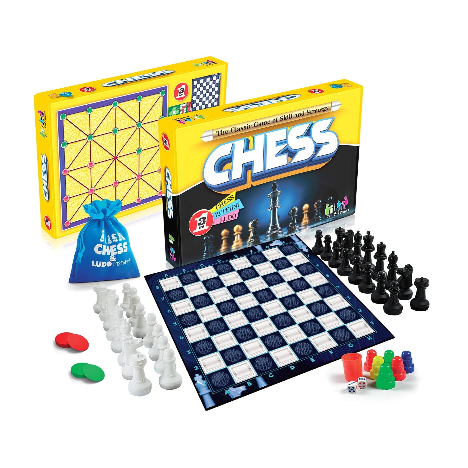 Ordinary Chess set 3 in 1 | Premium Wooden Chess, Ludo & 12 Tehni Board Game