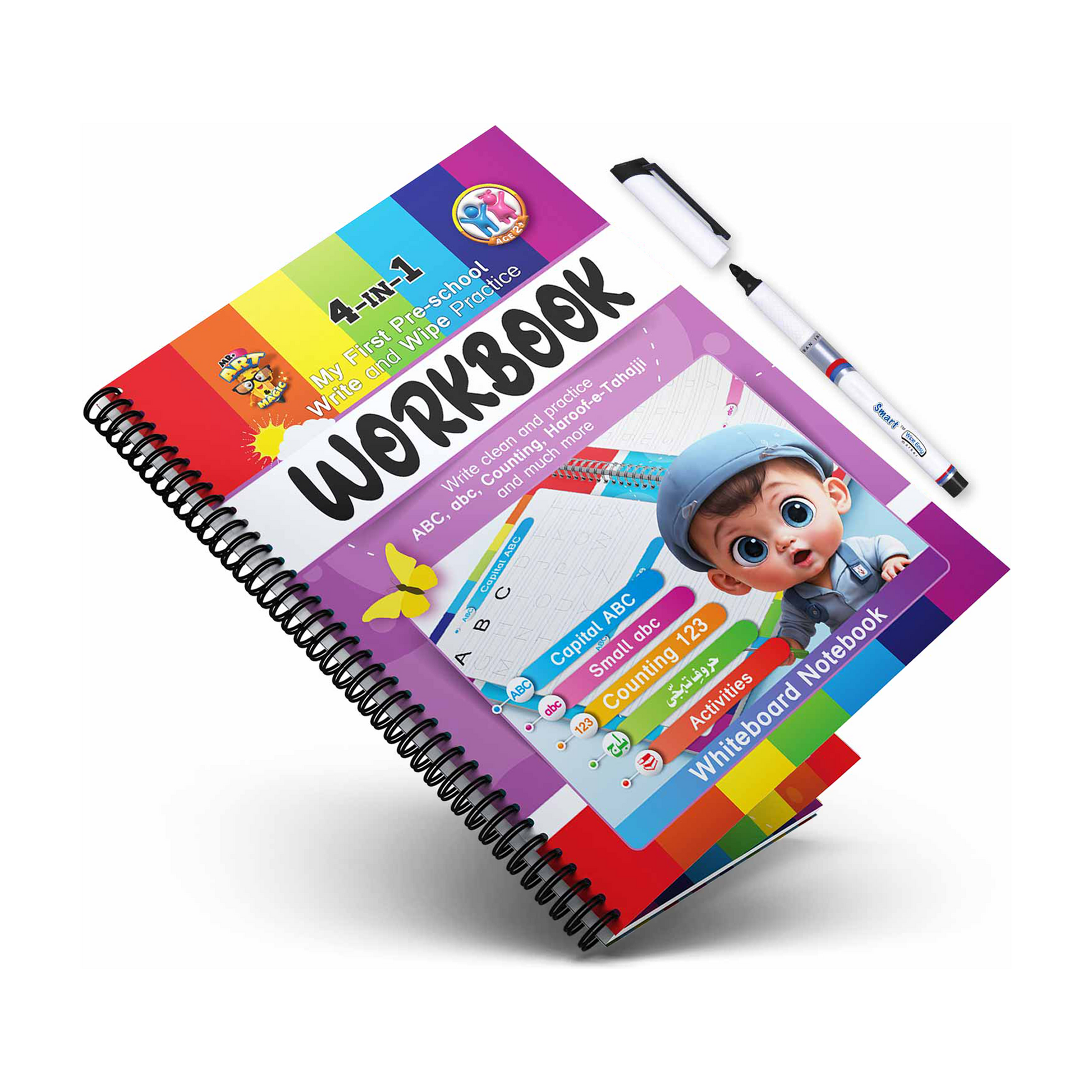 4 in 1 Write & Wipe Practice Workbook