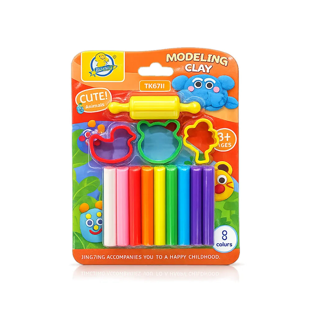8 Colors Kids Modeling Clay Set with Mold Cutters & Rolling Pin