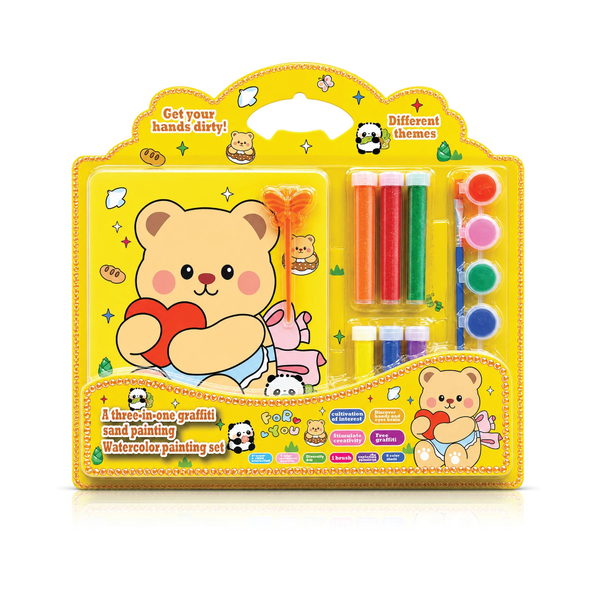 3-in-1 Kids' Creative Stationary Set – Sand Painting, Watercolor & Graffiti Kit