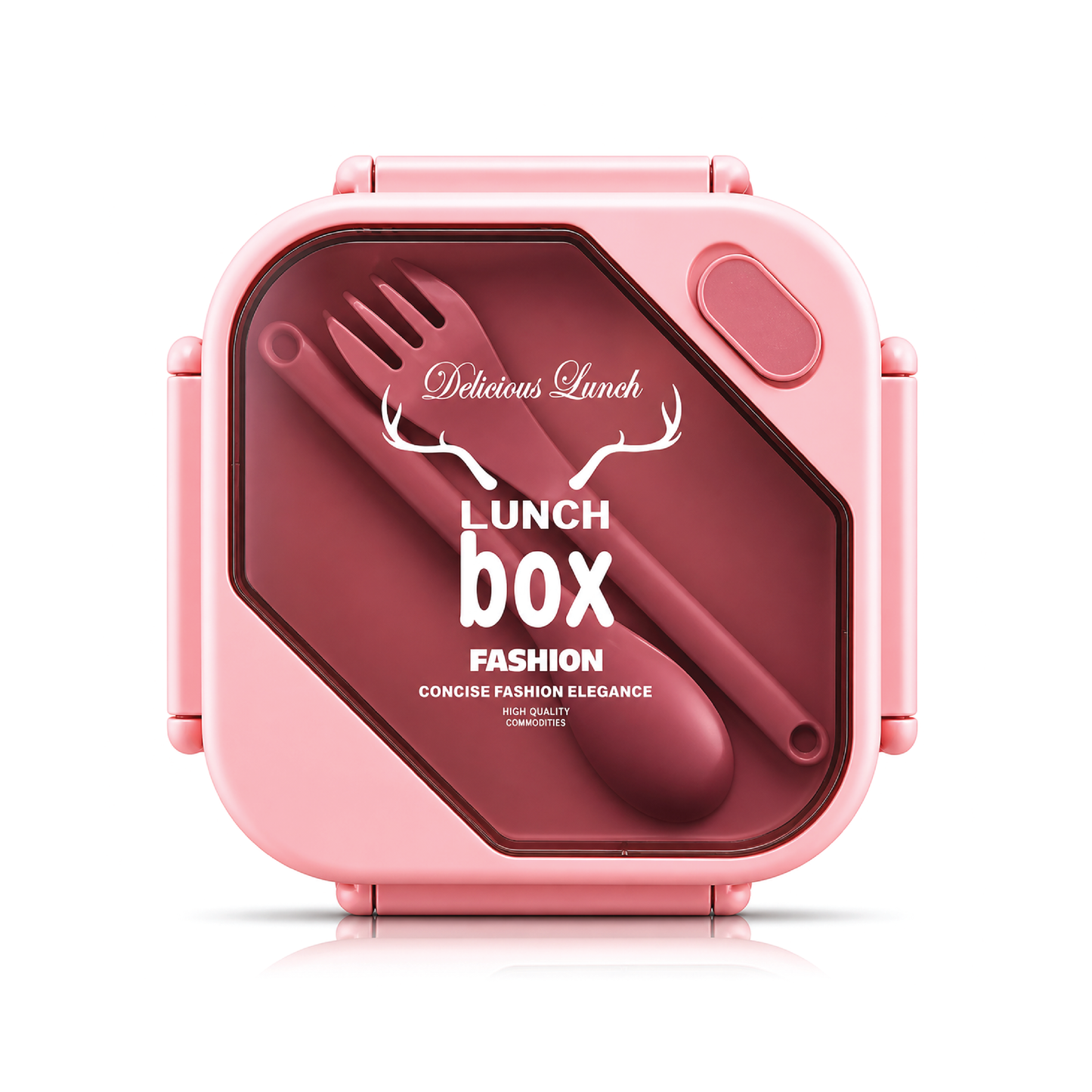 Fashion Lunch Box with Fork & Spoon | Pink