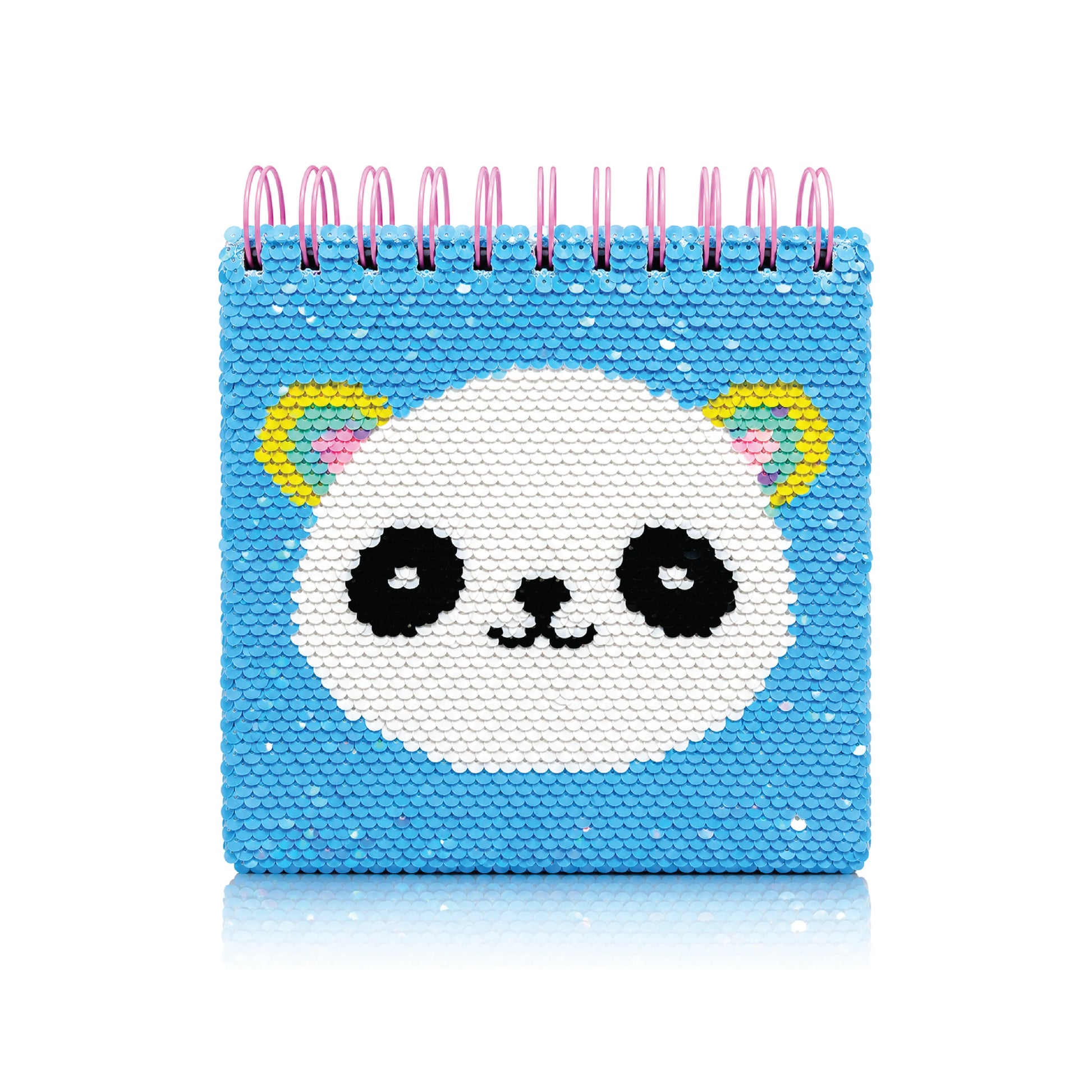 A5 Shimmering Sequin Panda Spiral Notepad