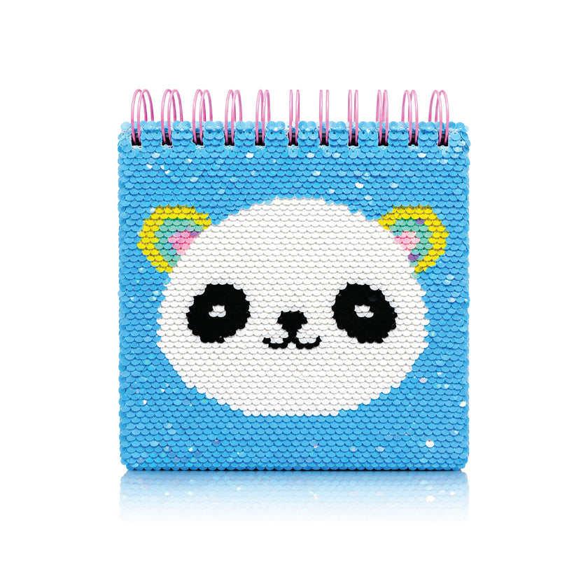 A5 Shimmering Sequin Panda Spiral Notepad