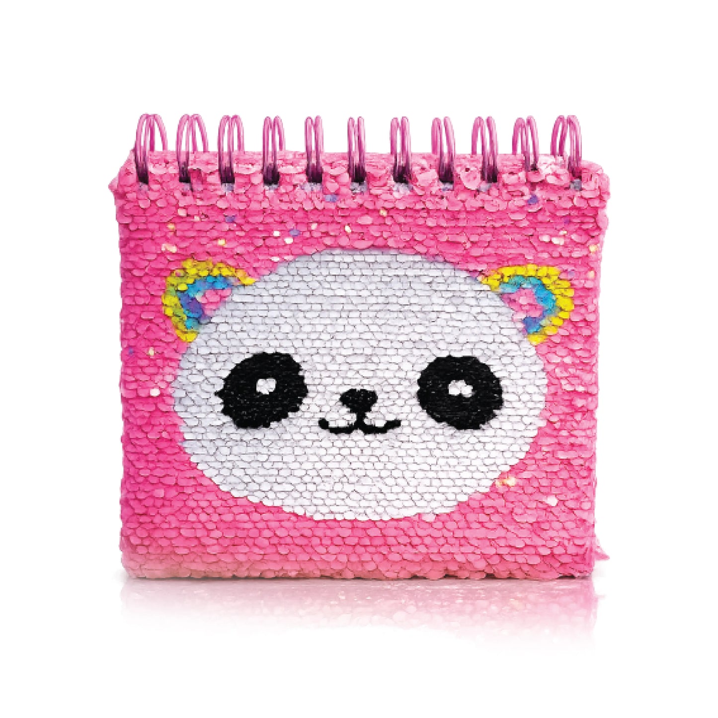 A5 Shimmering Sequin Panda Spiral Notepad