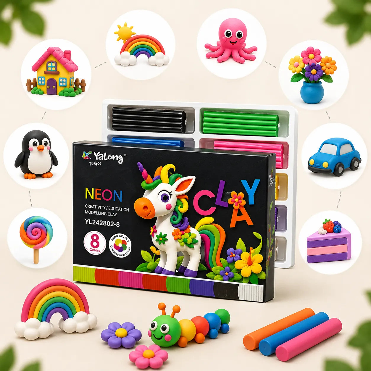Creative Education Clay Set for Kids | 8 Bright Colors |