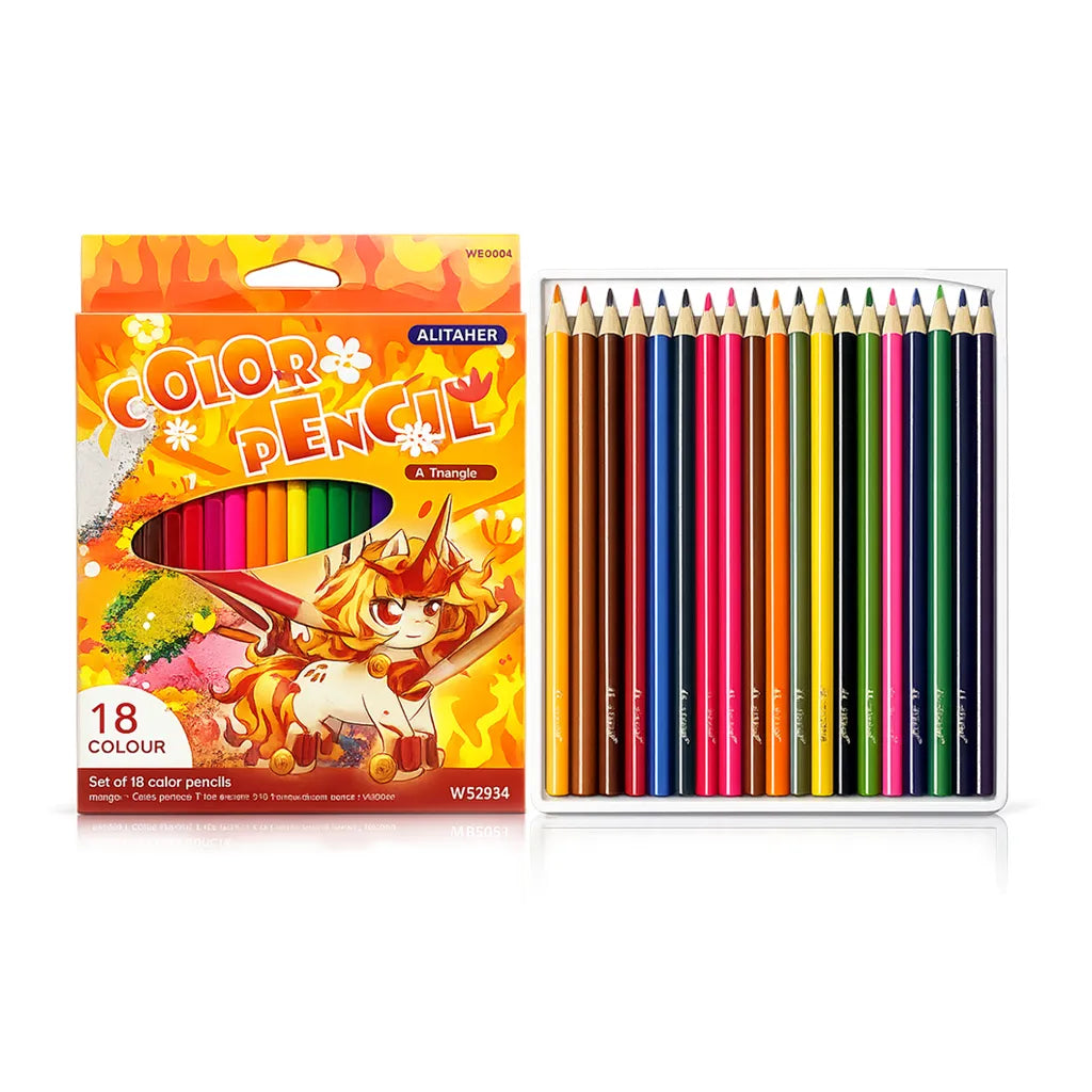 18 Colors Premium Triangular Color Pencils Set