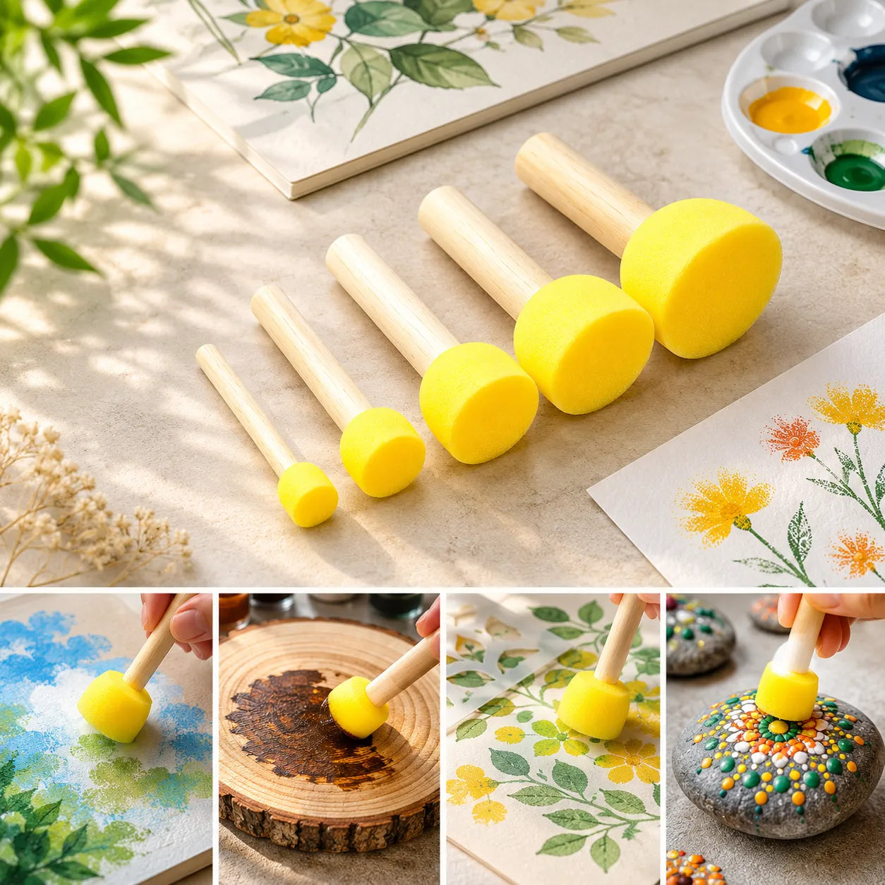 Round Sponge Brush Set | 5 Sizes |